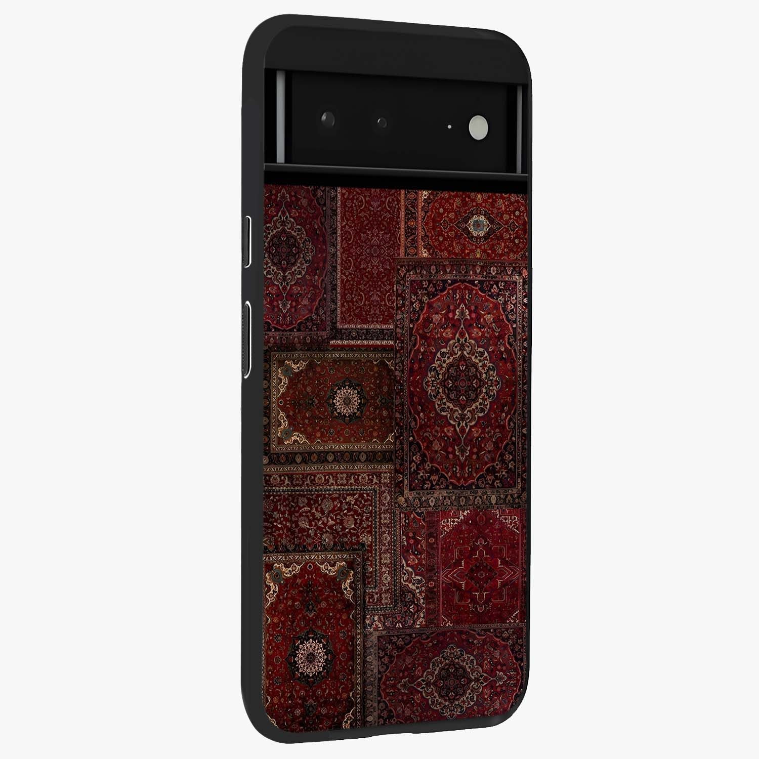 Persian Velvet Tale Glass Case upright view showcasing elegant Persian artwork with classic heritage theme.