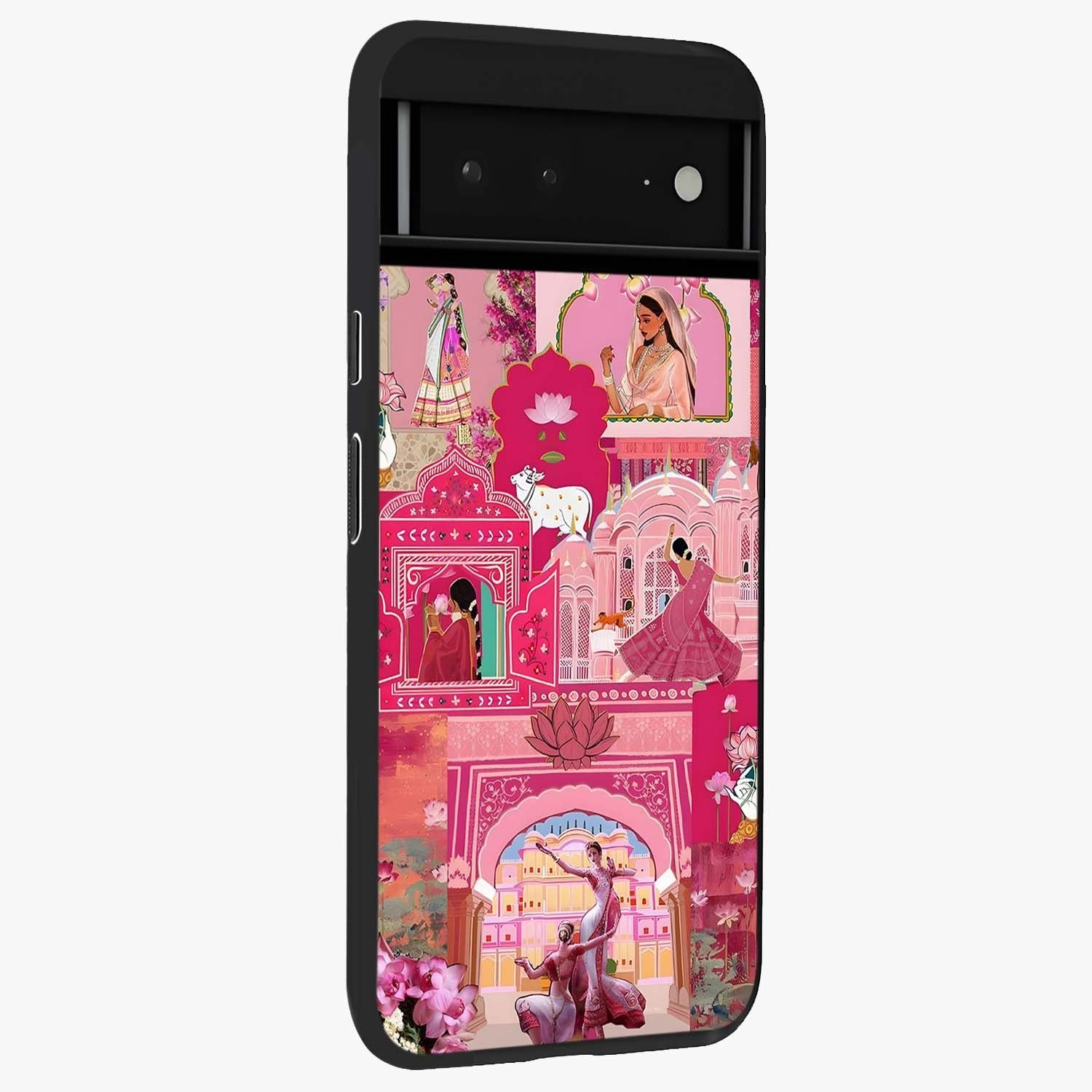 Pink Palace Muse Glass Case upright view showcasing artistic palace artwork with graceful royal theme.