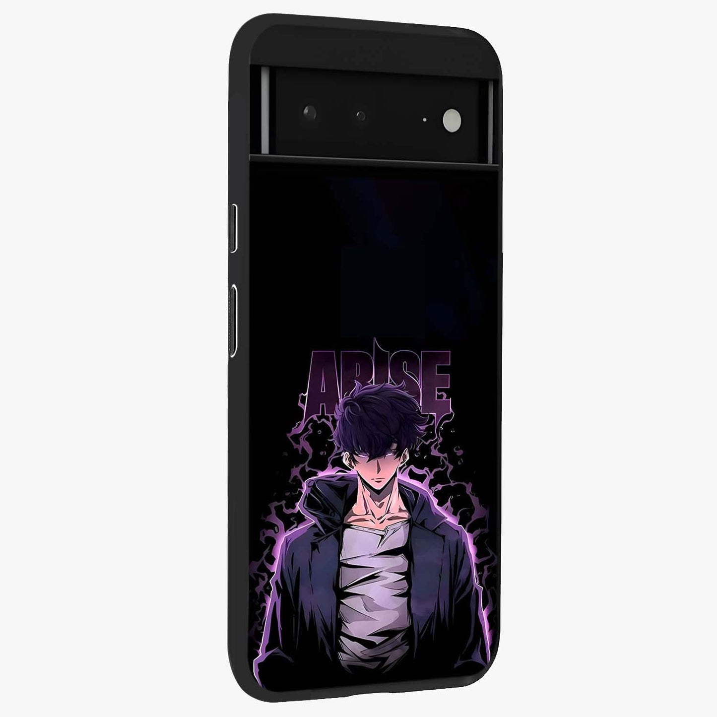 Shadow Monarch Awakening Glass Case upright view showcasing bold monarch artwork with mystical awakening theme.