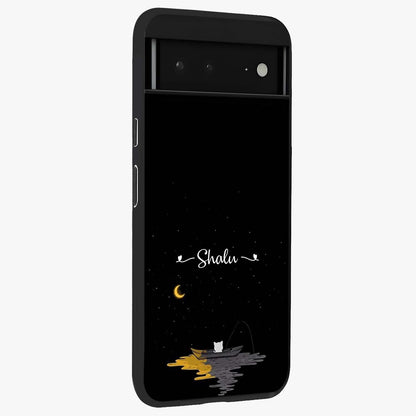 Silent Night Row Glass Case upright view showcasing tranquil night artwork with serene landscape theme.