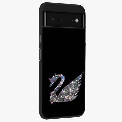 Starlit Swan Grace Glass Case upright view showcasing beautiful swan artwork with peaceful night themed design.