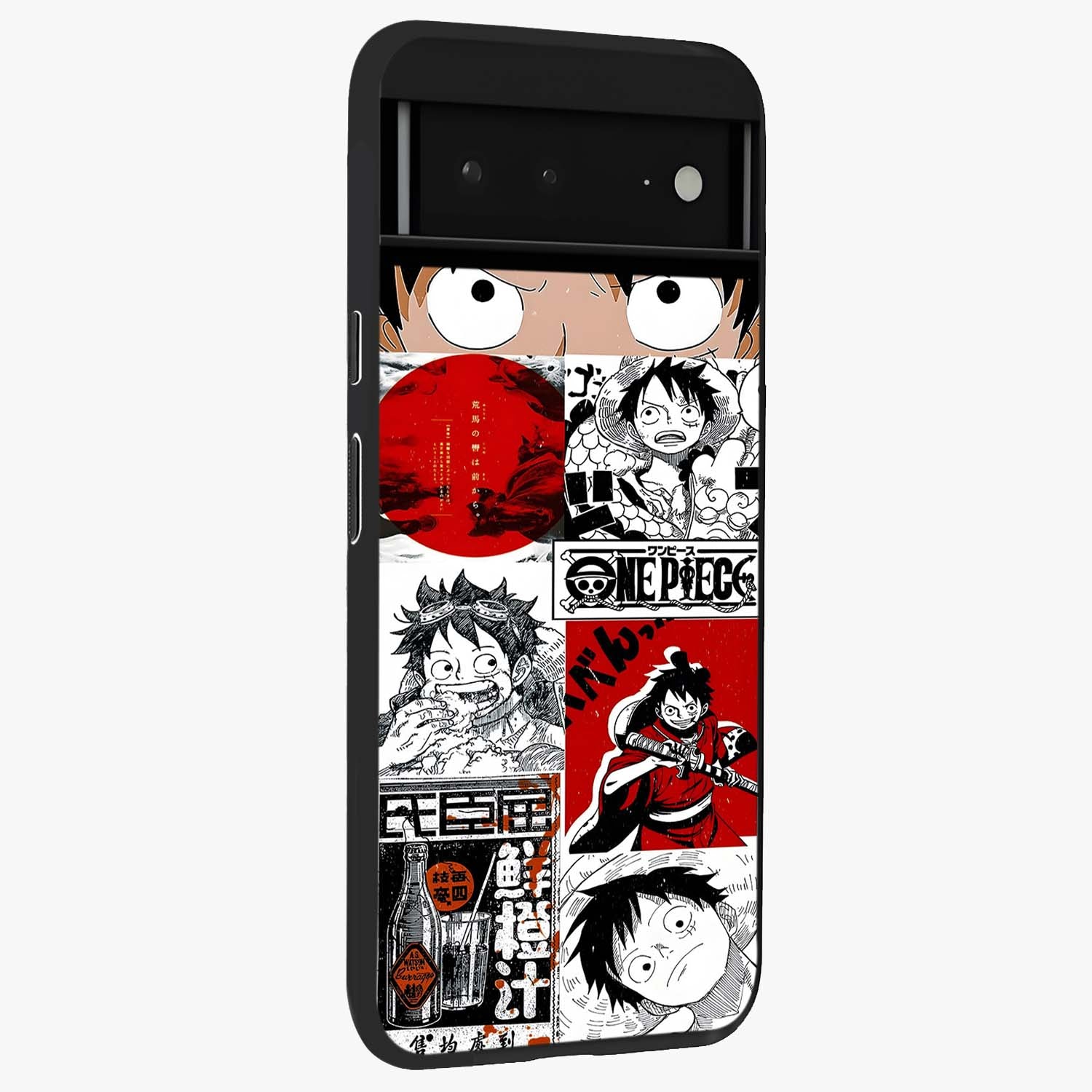 Strawhat Chaos Panels Glass Case upright view showcasing energetic anime artwork with bold adventure theme.
