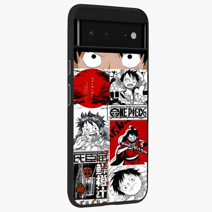 Strawhat Chaos Panels Glass Case upright view showcasing energetic anime artwork with bold adventure theme.