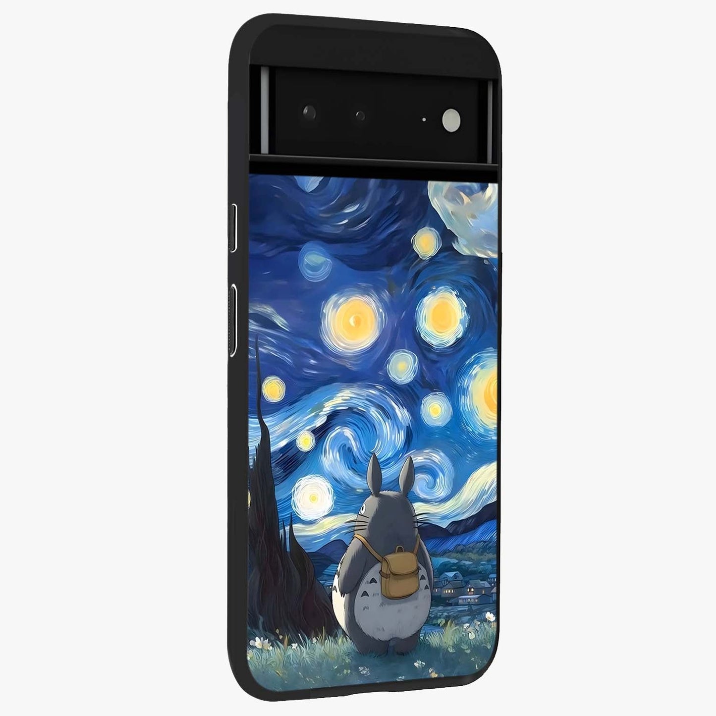 Totoro In Van Gogh Art Glass Case upright view showcasing creative character artwork with painterly artistic theme.