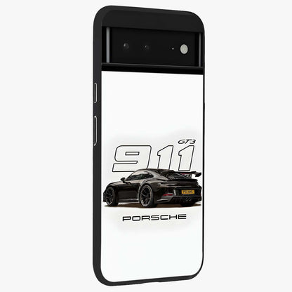Turbo Legacy Icon Glass Case upright view showcasing bold racing inspired artwork with classic car theme.
