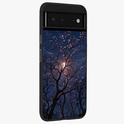 Twilight Sakura Serenade Glass Case upright view showcasing beautiful cherry blossom artwork with serene evening theme.
