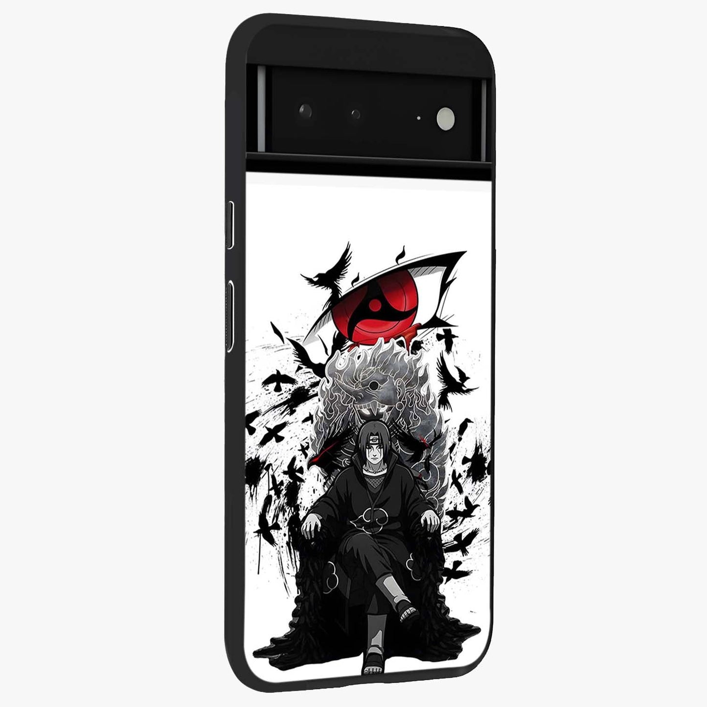 Uchiha Shadow Throne Glass Case upright view showcasing magical underwater galaxy artwork with vibrant cosmic theme.