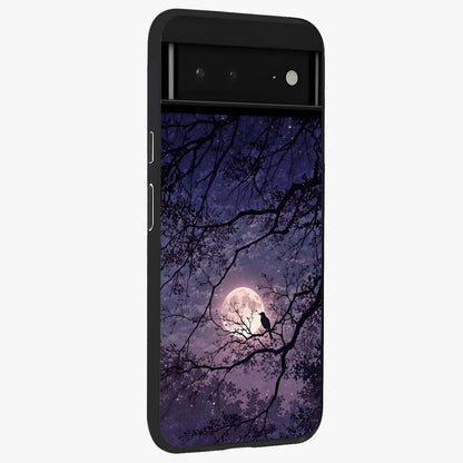 Whispering Moon Silence Glass Case upright view showcasing peaceful moon artwork with tranquil celestial theme.