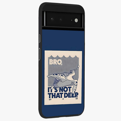 Worry Less Swim Glass Case upright view showcasing cheerful artistic artwork with carefree inspirational theme.