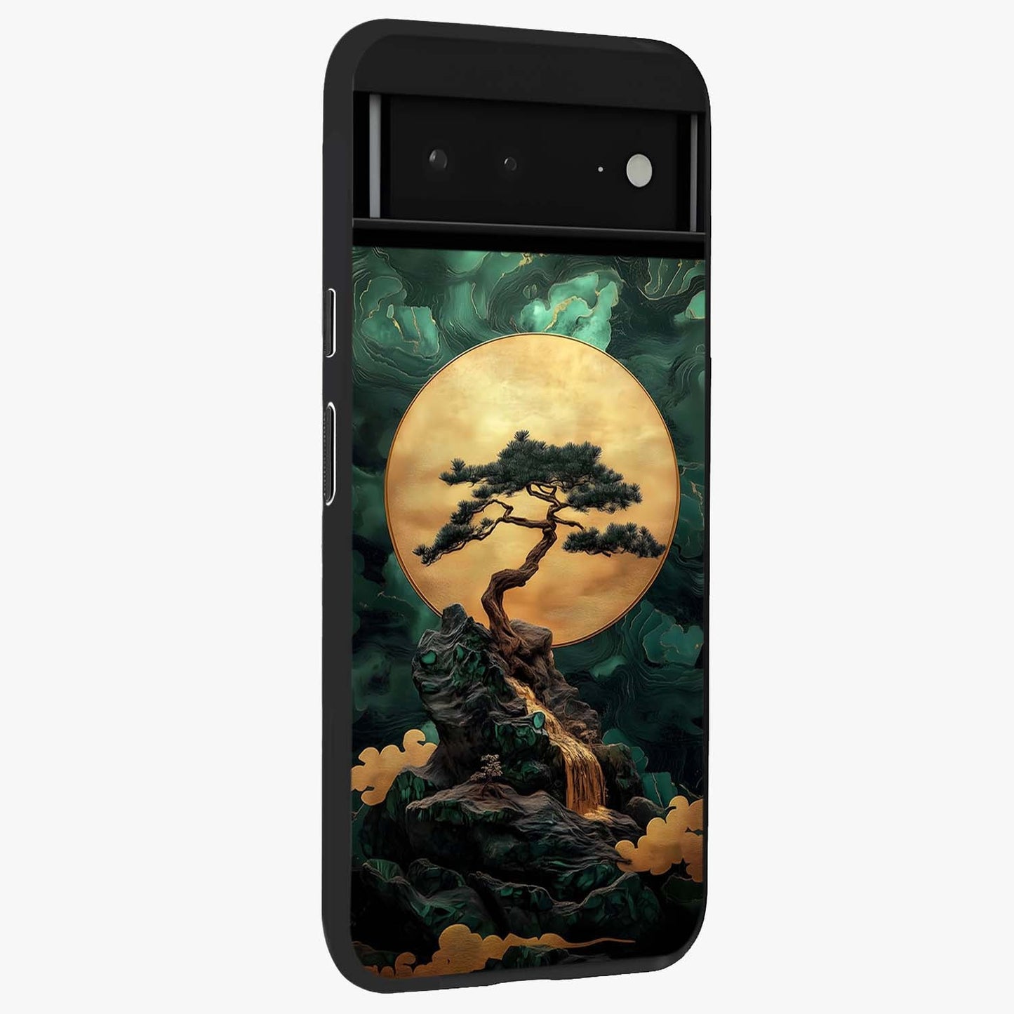 Zen Moon Rise Glass Case upright view showcasing serene moon artwork with tranquil night theme.