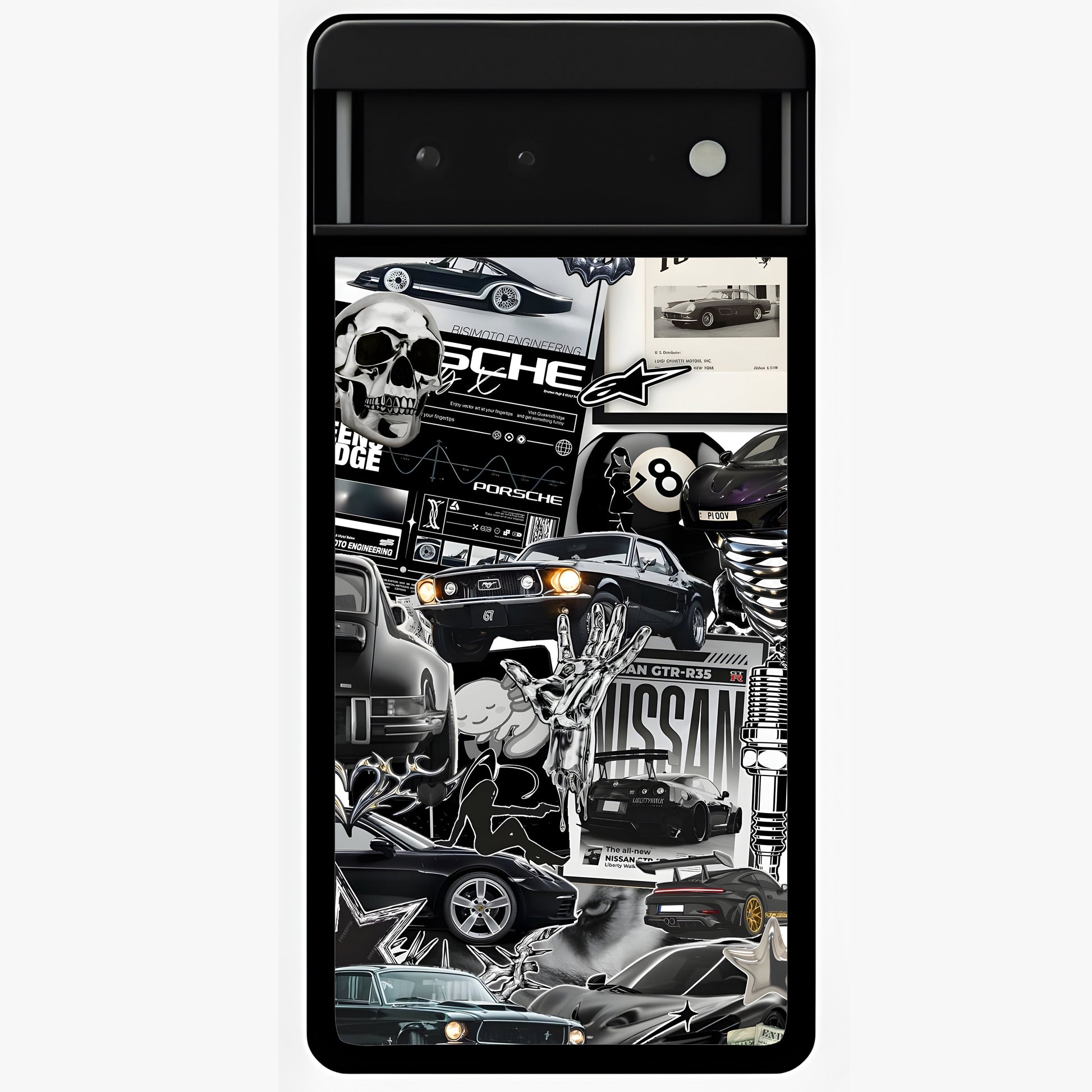 Aesthetic Dark Love Glass Case showing flat back view with dark romantic artwork and glossy glass finish.