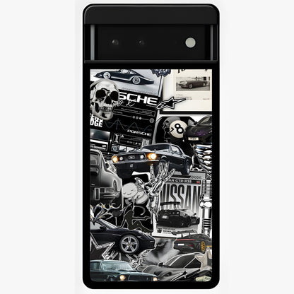 Aesthetic Dark Love Glass Case showing flat back view with dark romantic artwork and glossy glass finish.