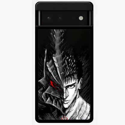 Berserker Blood Oath Glass Case showing flat back view with fierce warrior inspired artwork and glossy glass finish.