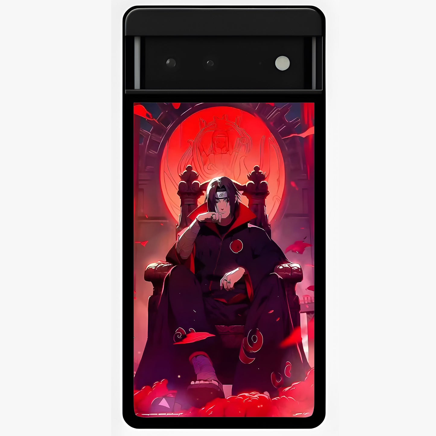 Blood Moon Sovereign Glass Case showing flat back view with mystical blood moon artwork and glossy glass finish.