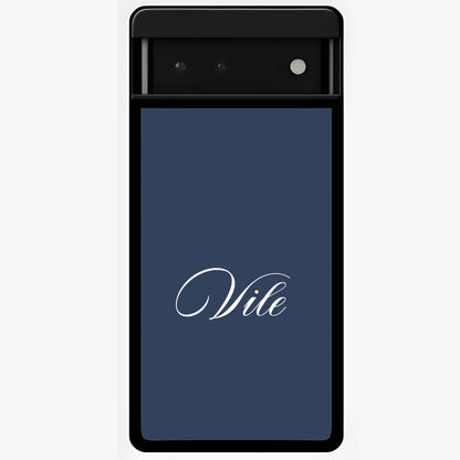 Blue Background Personalized Custom Name Glass Case showing flat back view with minimal blue background and custom name design.