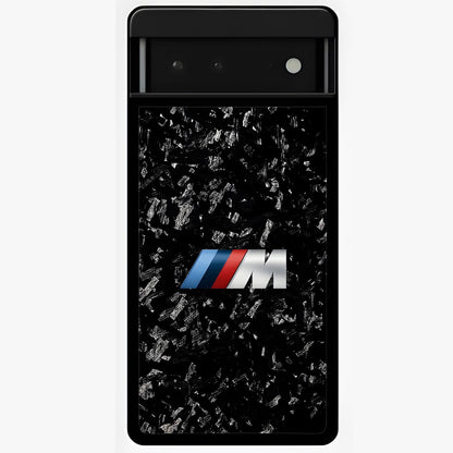 Carbon Speed Mark Glass Case showing flat back view with sporty carbon pattern artwork and glossy glass finish.