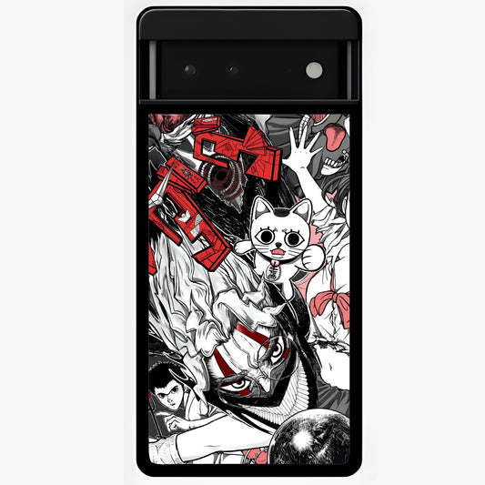 Crimson Chaos Panel Glass Case showing flat back view with bold crimson abstract artwork and glossy glass finish.