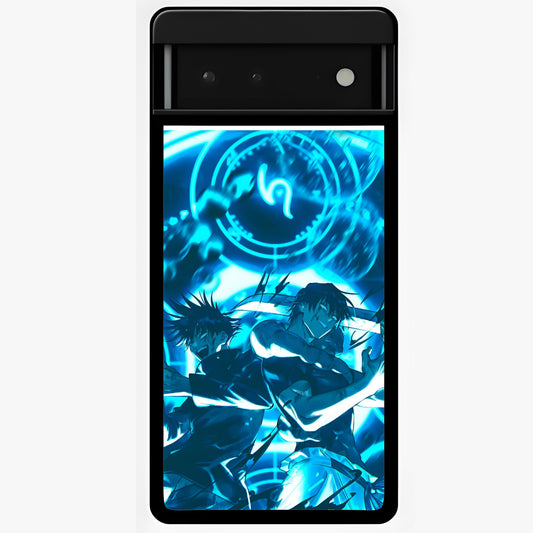 Cursed Energy Clash Glass Case showing flat back view with intense cursed energy artwork and glossy glass finish.