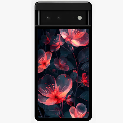 Dark Shade of Flower Glass Case showing flat back view with elegant dark floral artwork and glossy glass finish.