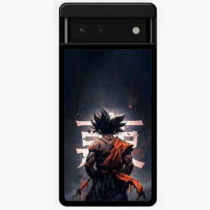 Dark Warrior In Rain Glass Case showing flat back view with warrior artwork in rainy atmosphere and glossy glass finish.