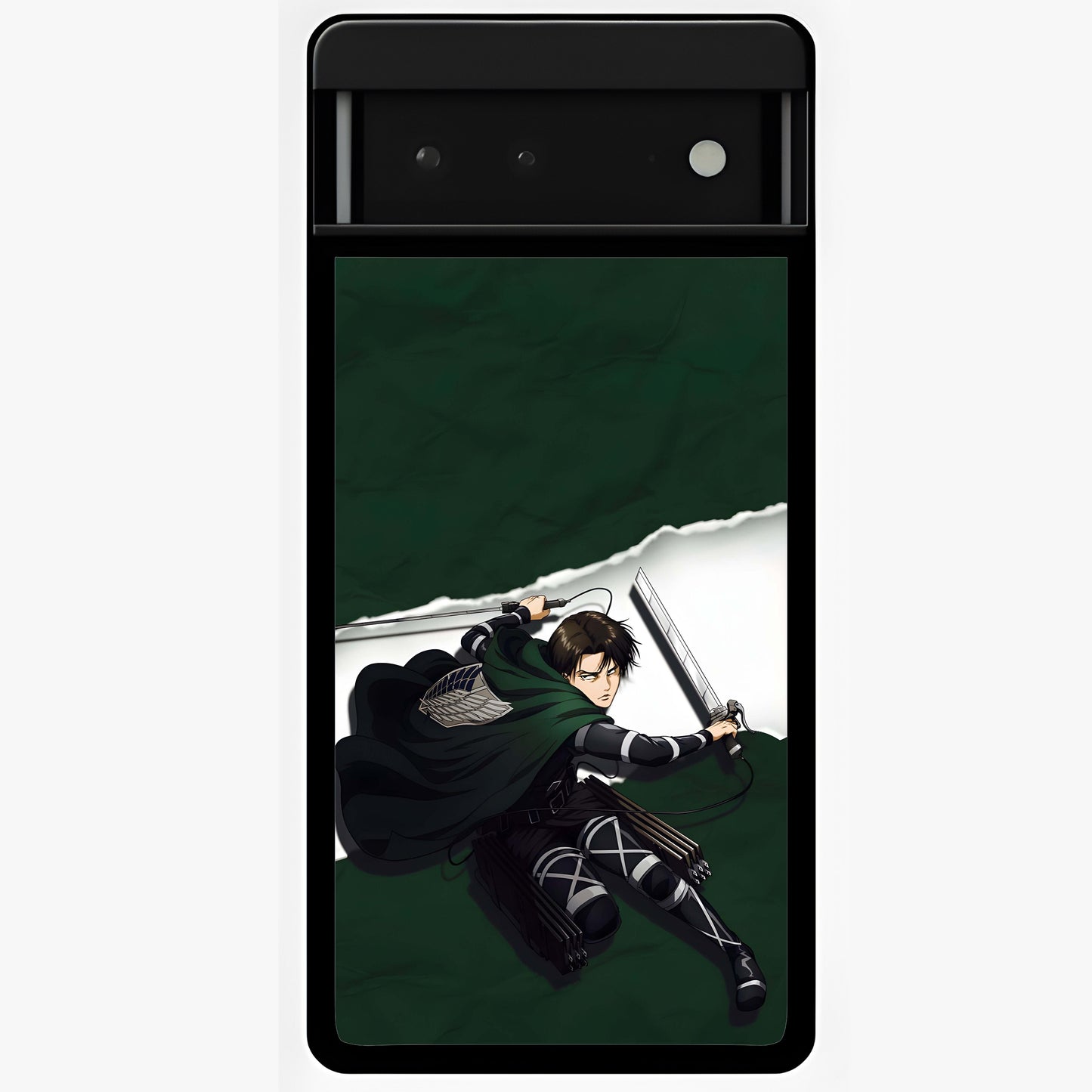Emerald War Vanguard Glass Case showing flat back view with powerful warrior themed artwork and glossy glass finish.
