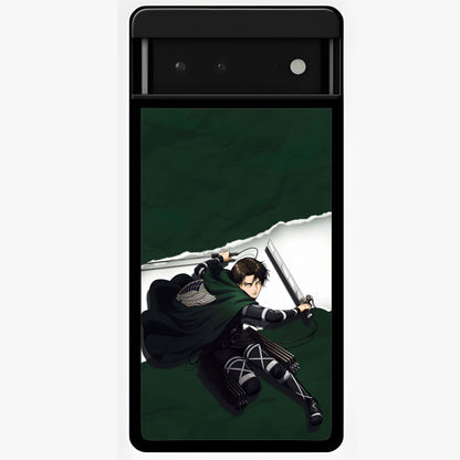 Emerald War Vanguard Glass Case showing flat back view with powerful warrior themed artwork and glossy glass finish.