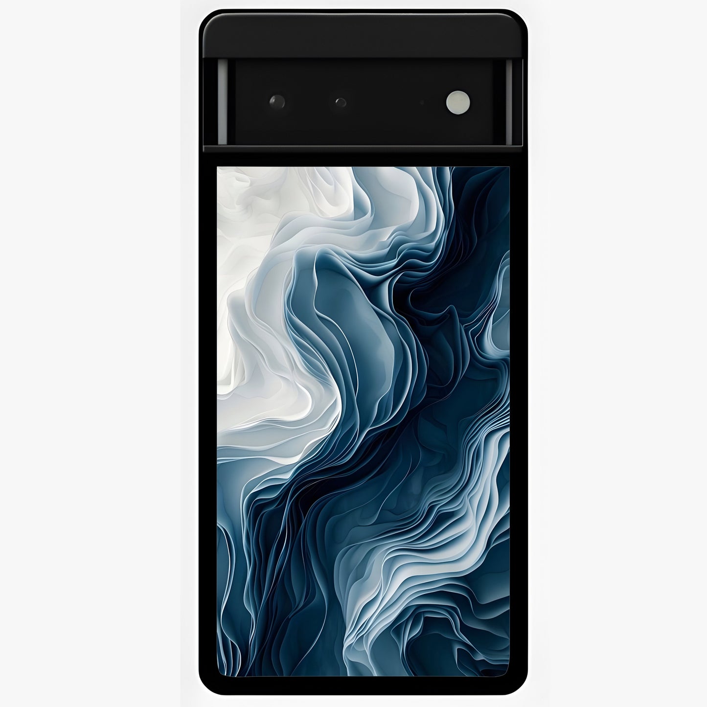 Ethereal Paper Marble Glass Case showing flat back view with soft marble paper texture artwork and glossy glass finish.