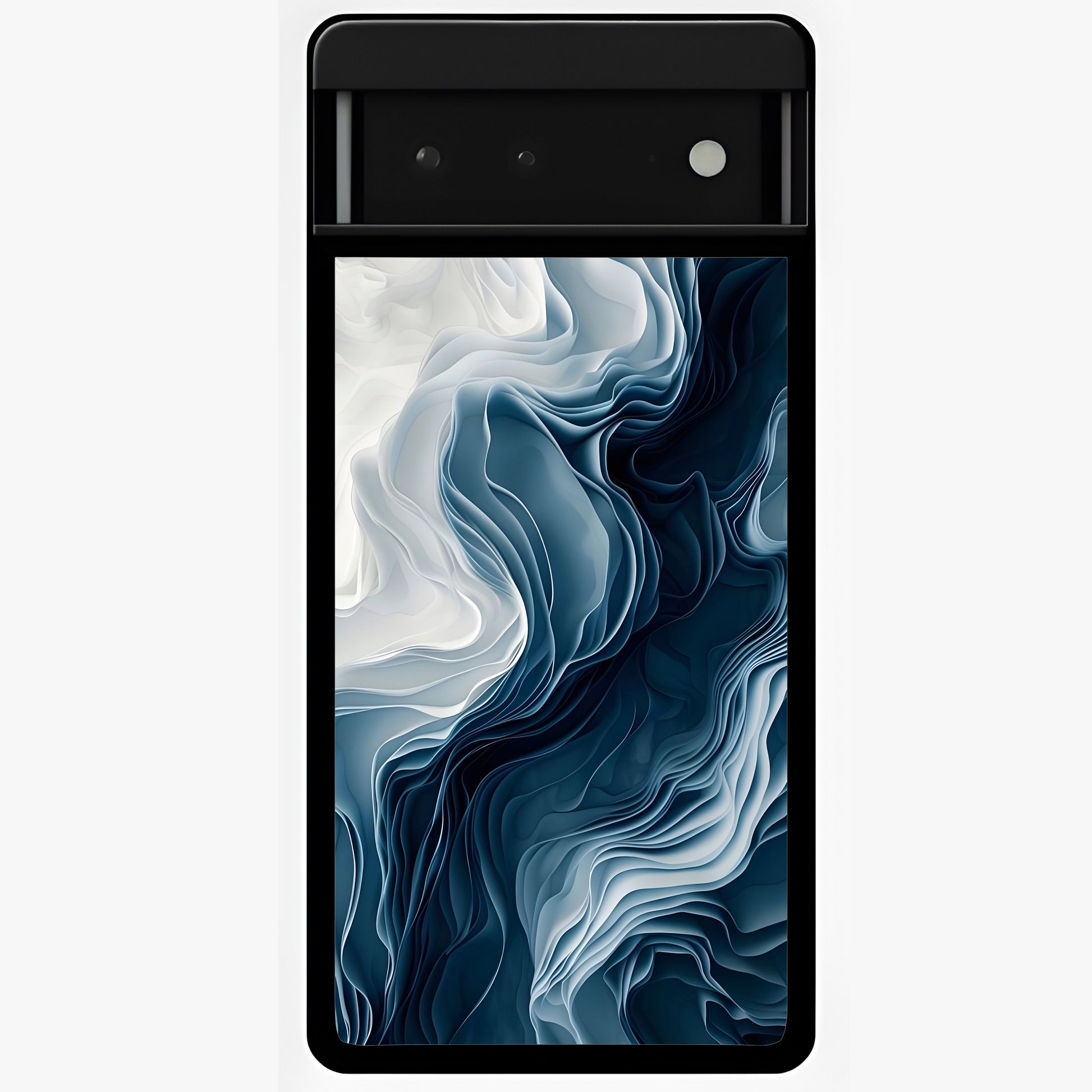 Ethereal Paper Marble Glass Case showing flat back view with soft marble paper texture artwork and glossy glass finish.