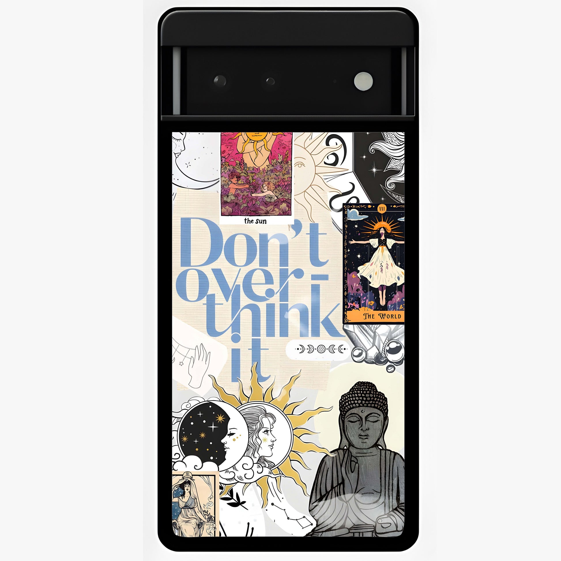 Ethereal Thoughts Glass Case showing flat back view with dreamy artistic artwork and glossy glass finish.