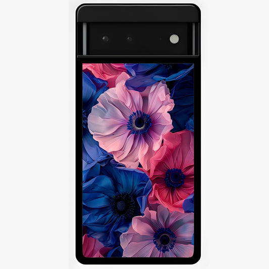 Flower Paper Art Pattern Glass Case showing flat back view with paper cut style floral artwork and glossy glass finish.