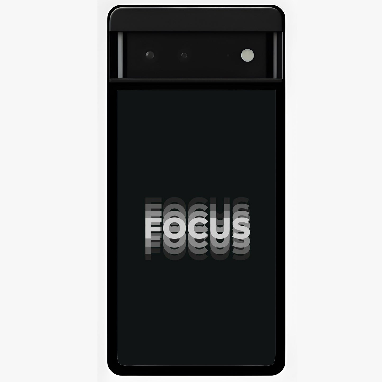 Focus Mode On Glass Case showing flat back view with bold motivational typography design and glossy glass finish.