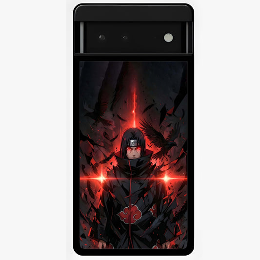 Focused Blade Discipline Glass Case showing flat back view with warrior sword themed artwork and glossy glass finish.