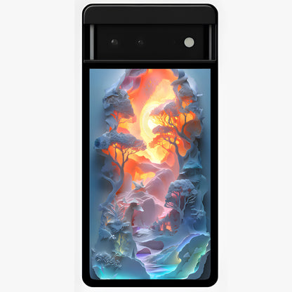 Glow Forest Portal Glass Case showing flat back view with glowing forest portal artwork and glossy glass finish.