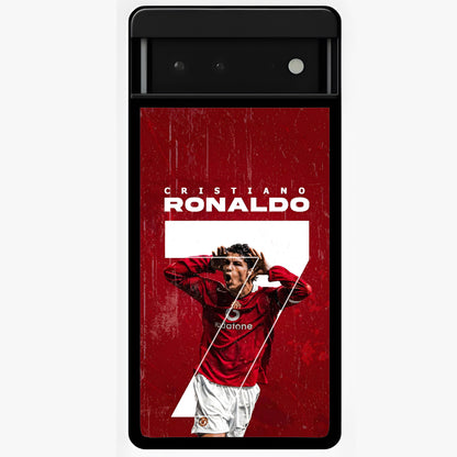 Goal Celebration Legacy Glass Case showing flat back view with football celebration inspired artwork and glossy glass finish.