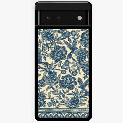 Heirloom Wild Bloom Glass Case showing flat back view with vintage inspired wild flower artwork and glossy glass finish.