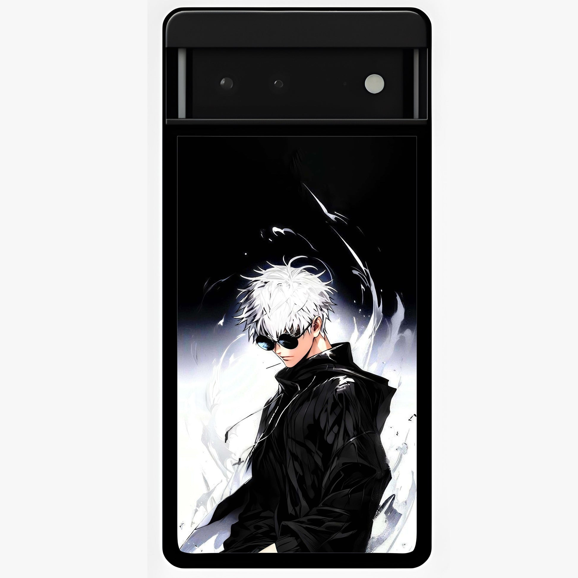 Limitless Shadow King Glass Case showing flat back view with powerful shadow warrior artwork and glossy glass finish.