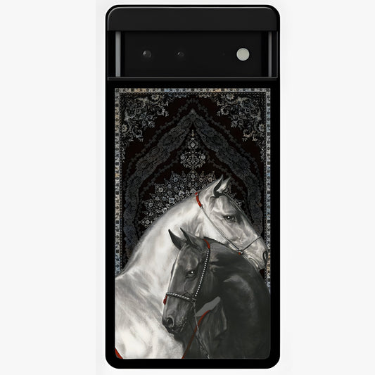 Majestic Ride Legacy Glass Case showing flat back view with powerful automotive inspired artwork and glossy glass finish.