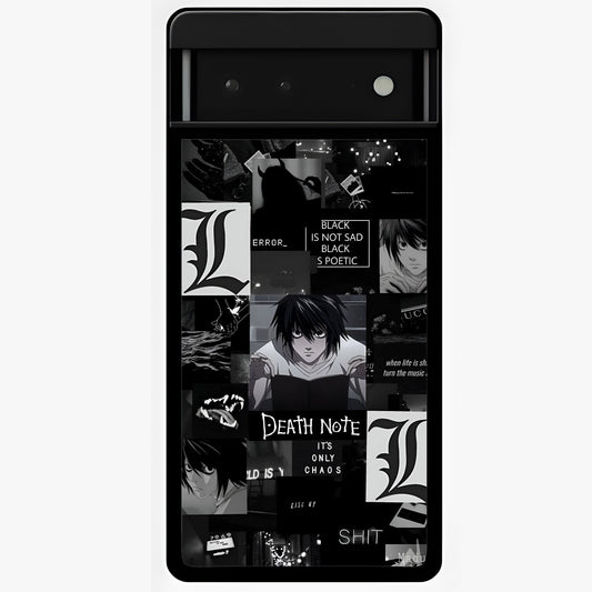 Midnight Chaos Mind Glass Case showing flat back view with abstract dark themed artwork and glossy glass finish.