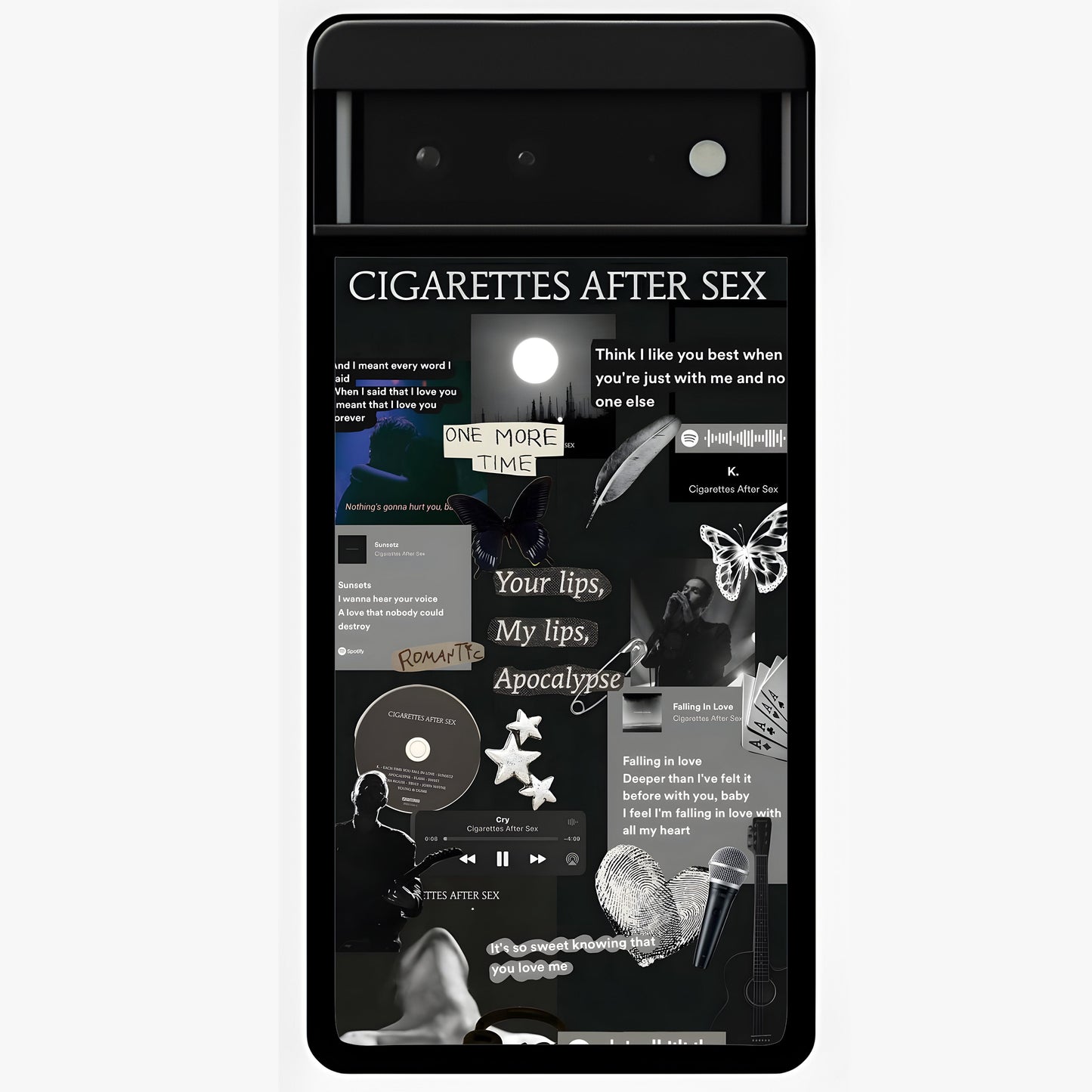 Midnight Love Echo Glass Case showing flat back view with romantic midnight themed artwork and glossy glass finish.