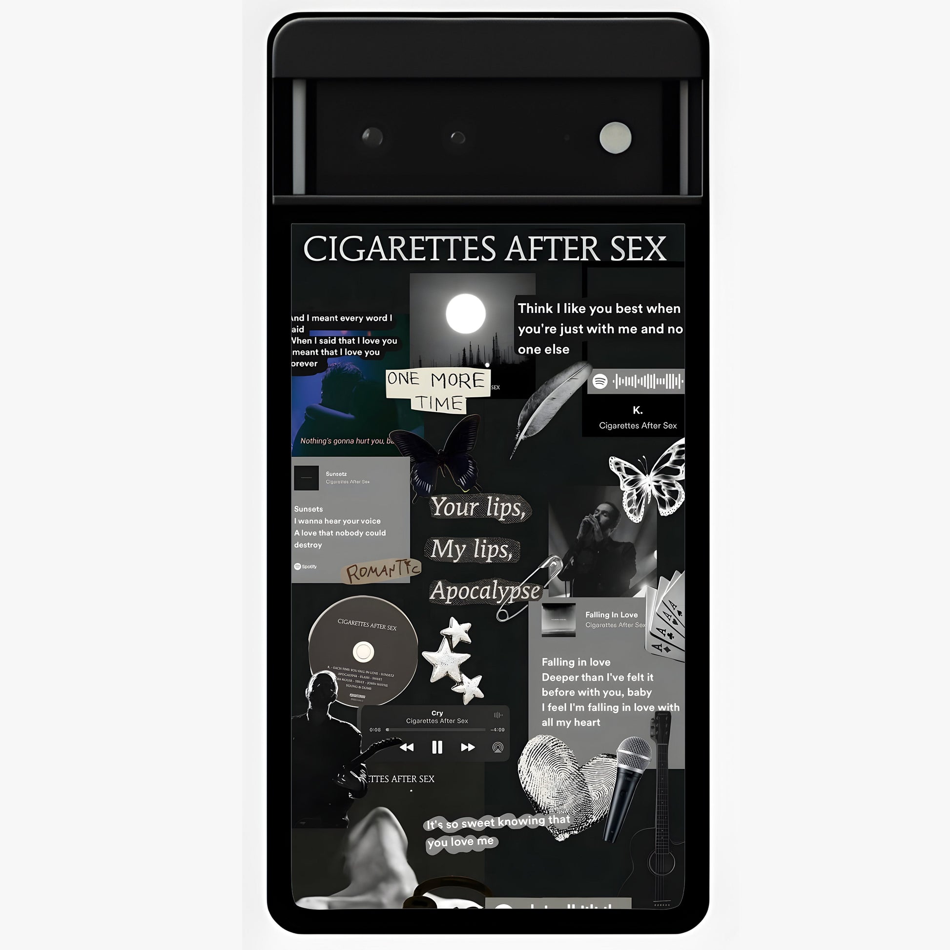 Midnight Love Echo Glass Case showing flat back view with romantic midnight themed artwork and glossy glass finish.