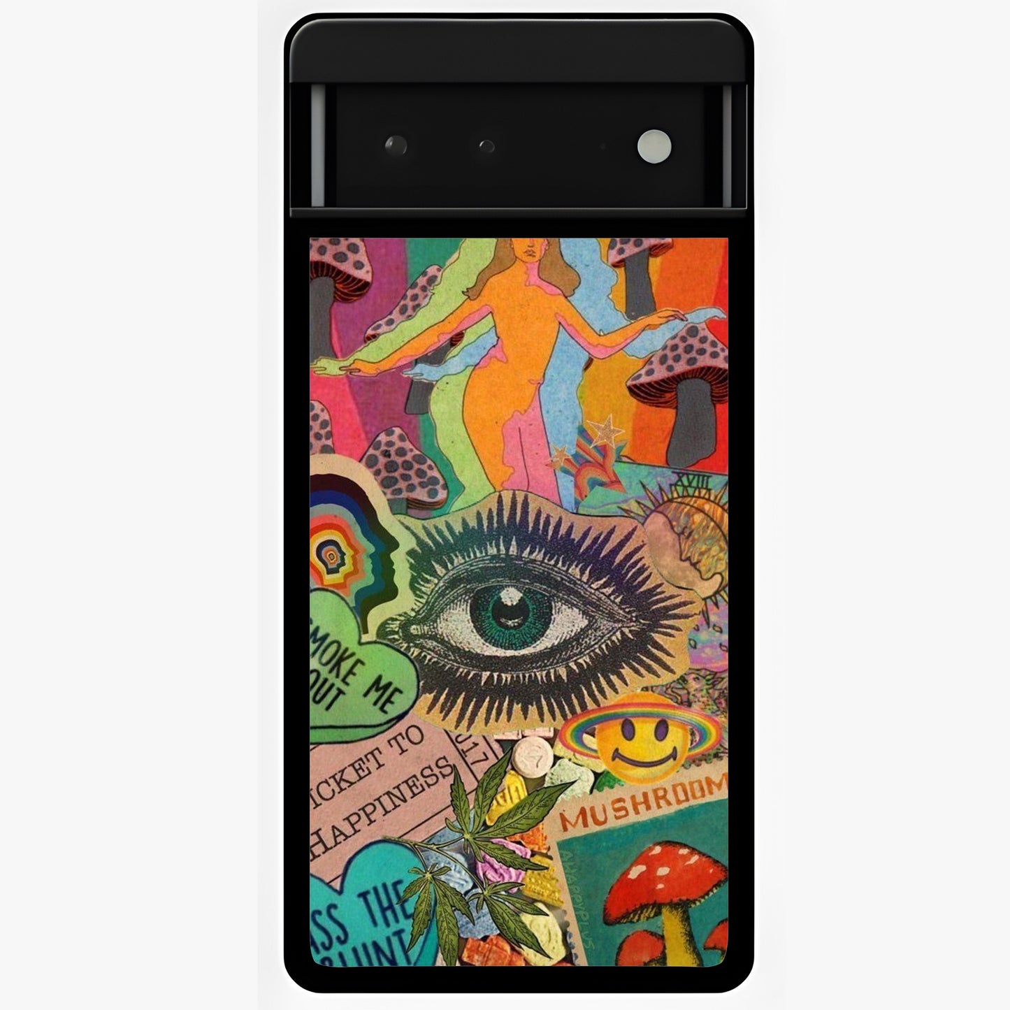 Mystic Eye Wonderland Glass Case showing flat back view with mystical eye themed artwork and glossy glass finish.