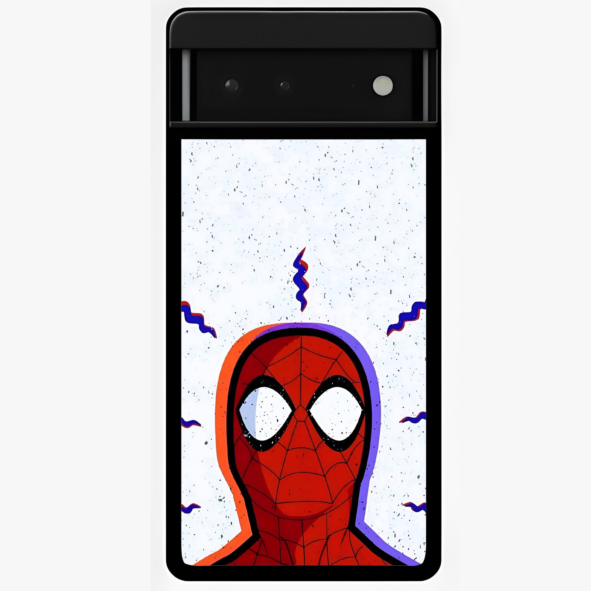 Omg Spiderman Glass Case showing flat back view with bold superhero inspired artwork and glossy glass finish.
