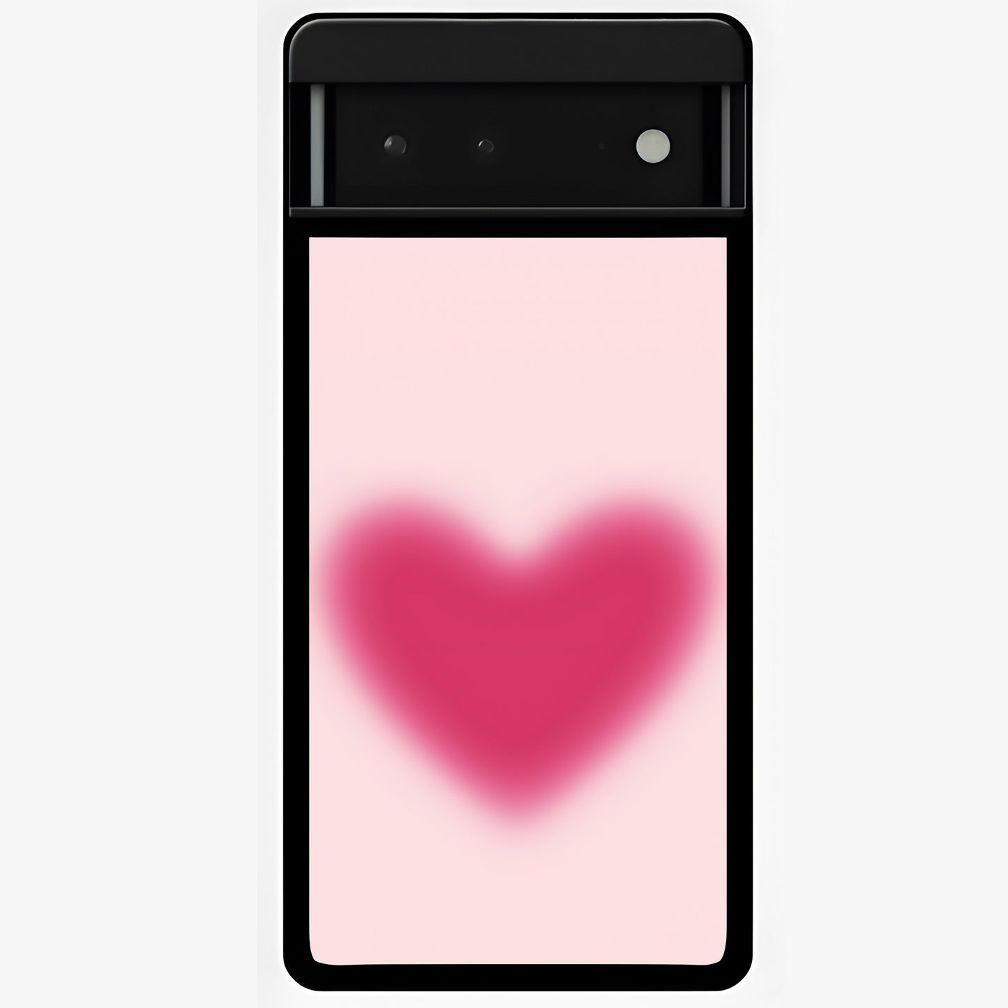 Pink Aura Heart Glass Case showing flat back view with glowing heart artwork and glossy glass finish.