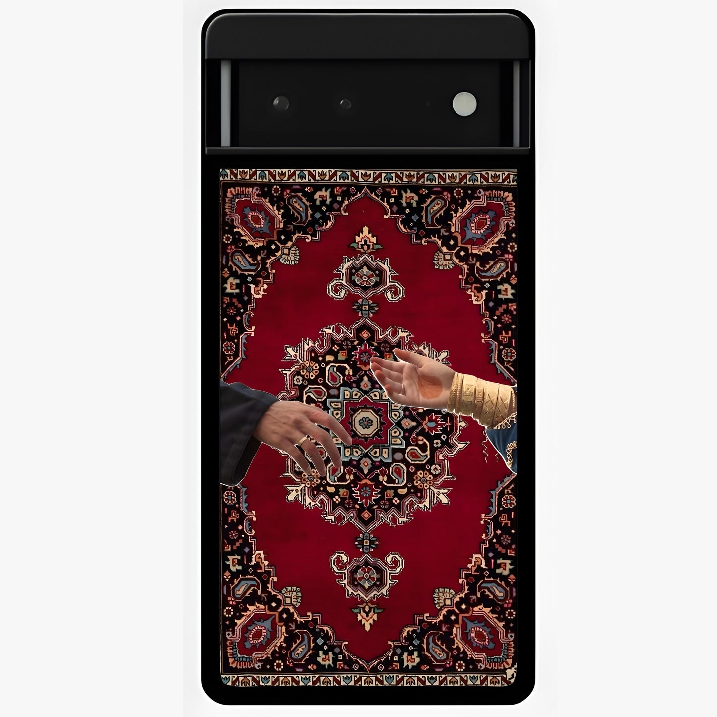 Royal Touch Reach Glass Case showing flat back view with elegant royal themed artwork and glossy glass finish.