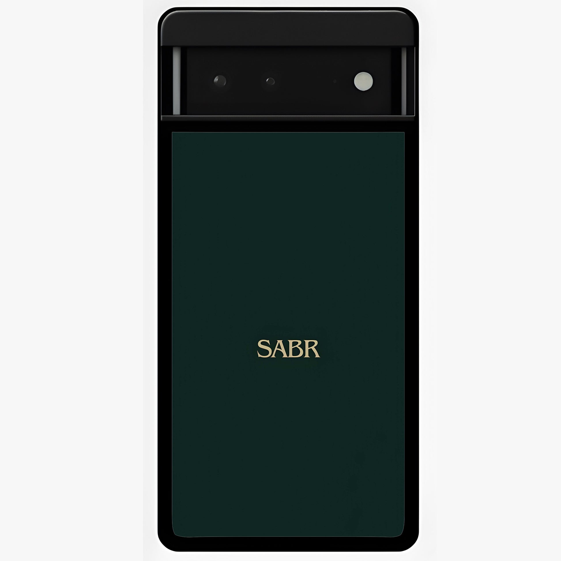 Sabr Minimal Patience Glass Case showing flat back view with minimalist typography artwork and glossy glass finish.