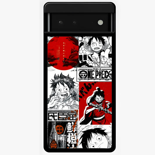 Strawhat Chaos Panels Glass Case showing flat back view with anime inspired chaos panel artwork and glossy glass finish.