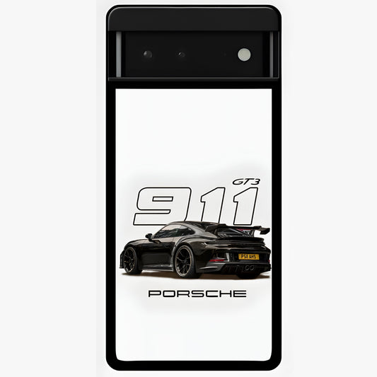 Turbo Legacy Icon Glass Case showing flat back view with iconic sports car inspired artwork and glossy glass finish.