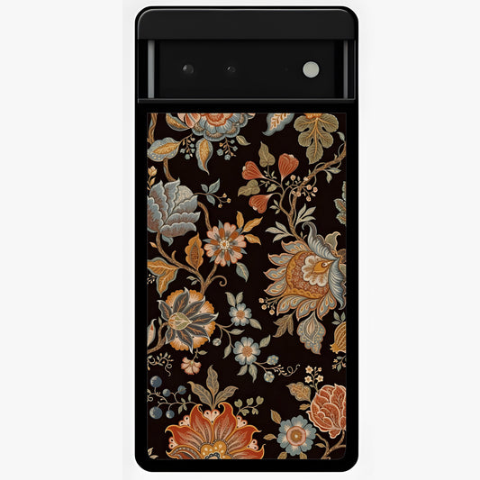 Vintage Floral Dream Glass Case showing flat back view with classic floral artwork and glossy glass finish.
