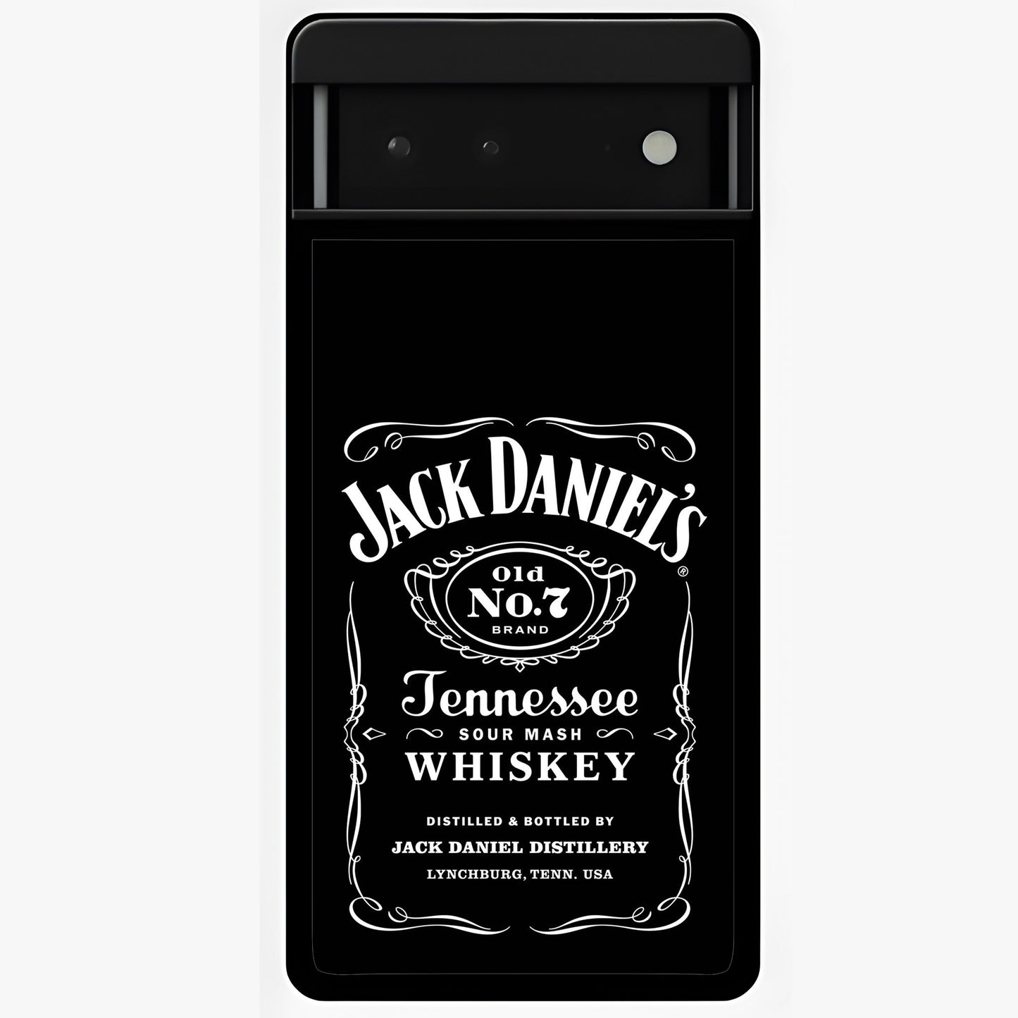 Vintage Whiskey Heritage Glass Case showing flat back view with classic whiskey inspired artwork and glossy glass finish.
