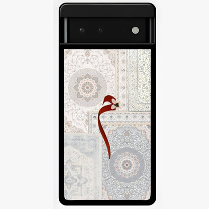 White Aesthetic Bow Glass Case showing flat back view with minimal bow artwork and glossy glass finish.